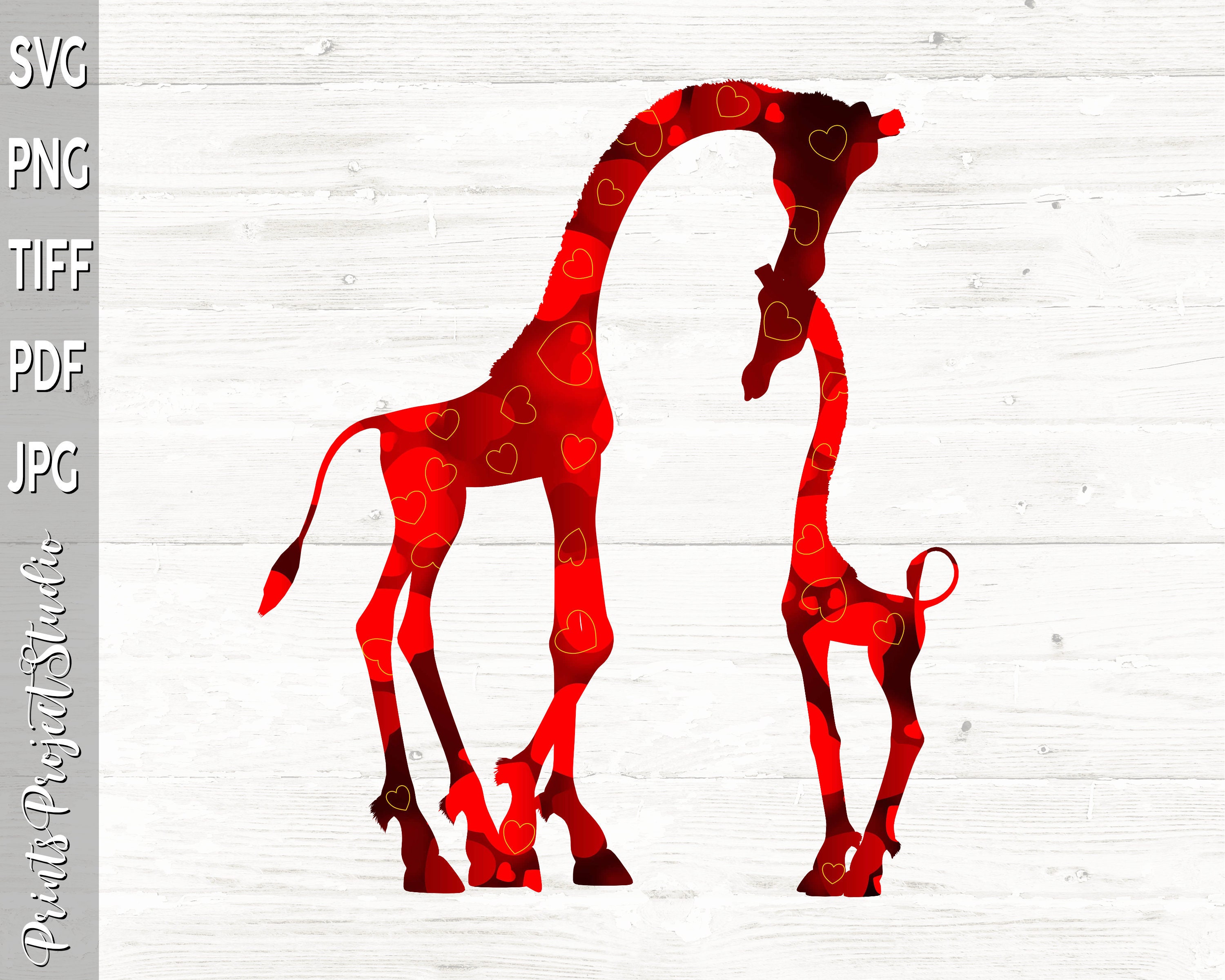 Mom and baby giraffe Cute Giraffe Valentines Day Safari Etsy