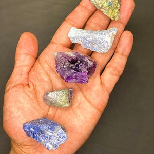 Third Eye Chakra Rough / Third Eye Chakra Raw Healing Crystal Set Amethyst, Labradorite, Fluorite, Sodalite, Angelite image 2