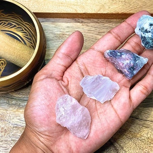 Love, Self-Love, & Relationships rough healing crystal set - rose quartz, opal, moon stone, and rhodonite