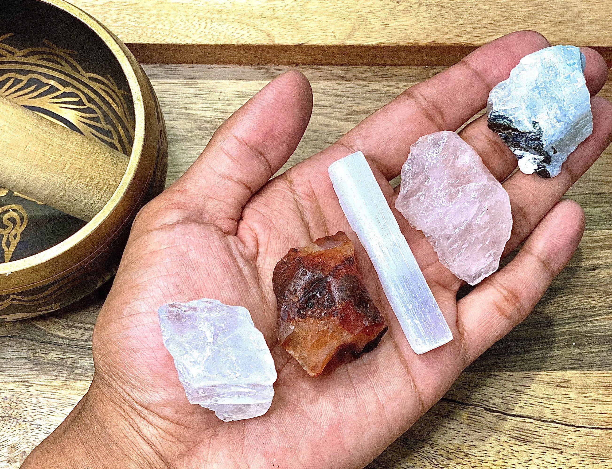 Cancer Rough / Cancer Raw Healing Crystal Set - Moonstone, Selenite, …