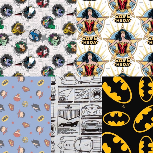 DC Comic Fabric REMNANTS / Wonder woman fabric / Batman Fabric / Villain Fabric / DC Kawaii Fabric 100% Cotton Fabric