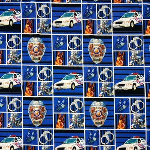 Police themed fabric / 100% cotton / sold by the yard