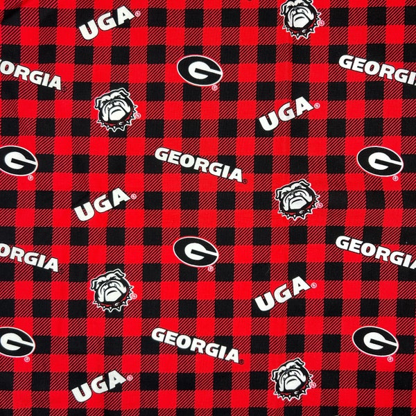 Georgia Bulldog Fabric / Georgia Bulldog houndstooth fabric / 100% cotton fabric