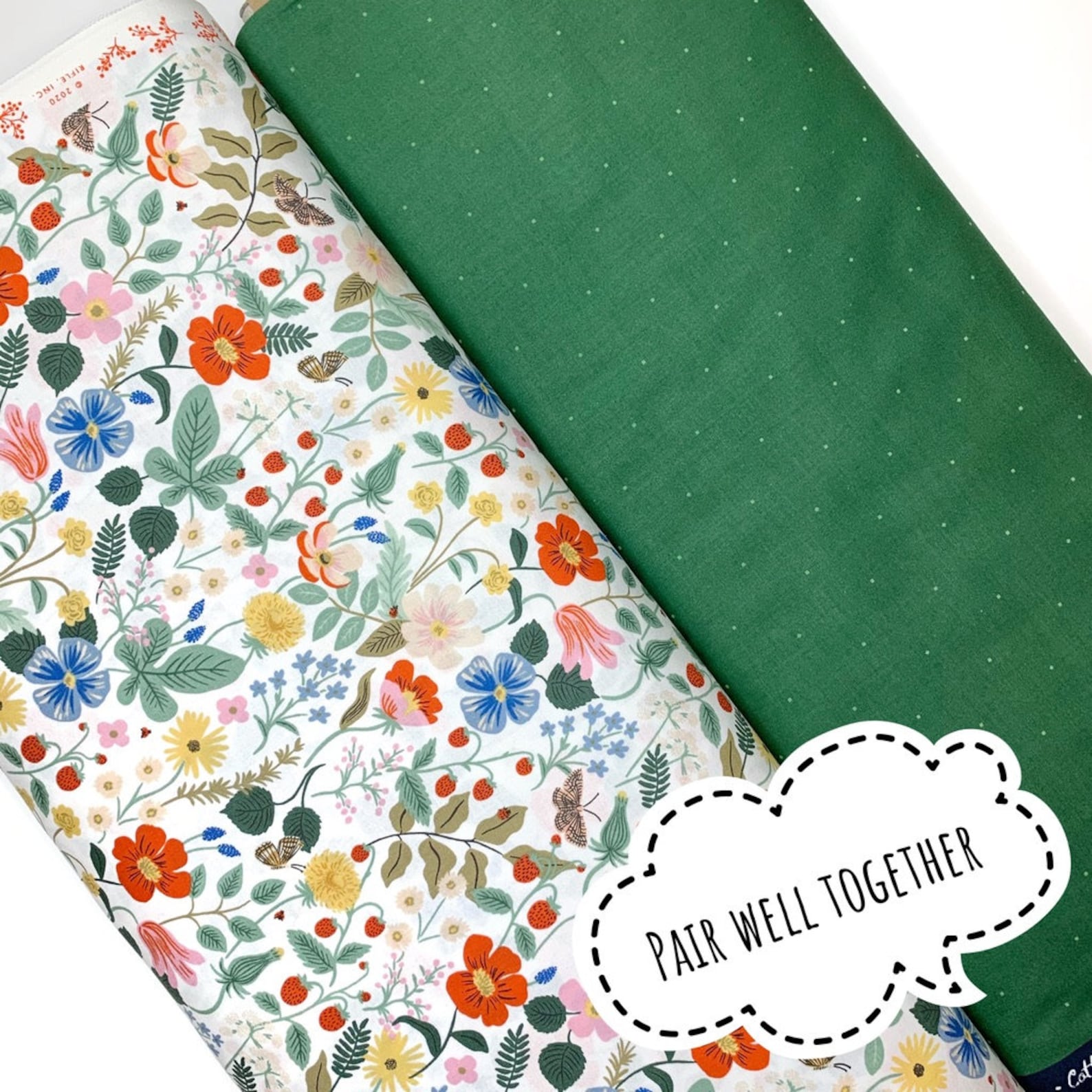 Rifle Paper Co Strawberry Fields / White / 100 Cotton Fabric Etsy