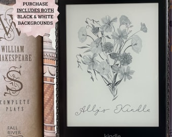 YOUR NAME Personalized Kindle Lock Screen Custom Coquette Flower Wallpaper for Kindle Paperwhite Digital Screensaver No Borders Oasis Epub