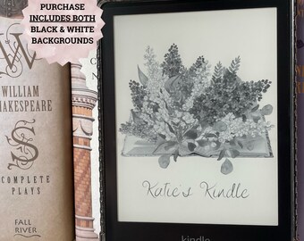 YOUR NAME Personalized Kindle Lock Screen Custom Floral Secret Garden Wallpaper for Kindle Paperwhite Digital Screensaver No Borders Epub