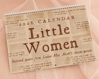 Little Women 2026 Calendar, Jo March Quotes Wall Calendar, Louisa May Alcott Calendar, Classic Literature Quotes Calendar, Book Lover Decor