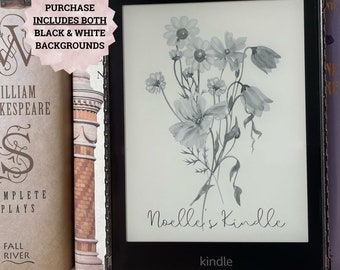 YOUR NAME Personalized Kindle Lock Screen Custom Wildflower Floral Wallpaper for Kindle Paperwhite Digital Screensaver No Borders Oasis Epub