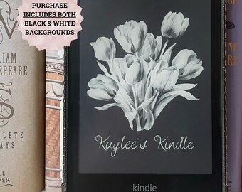YOUR NAME Personalized Kindle Lock Screen Custom Rose Bouquet Floral Wallpaper for Kindle Paperwhite Digital Screensaver No Borders Oasis