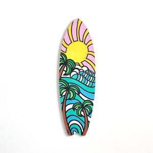 Sunshine, Surfboard Wall Decor, Made to Order, Hand Painted, Wood, Wall Mounted, Beach Decor