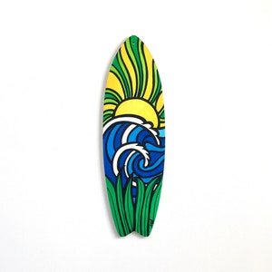 Green Flash, Surfboard Wall Decor, Made to Order, Hand Painted, Wood, Wall Mounted, Beach Decor