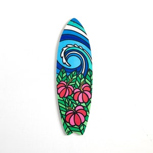 Wave, Surfboard Wall Decor, Made to Order, Hand Painted, Wood, Wall Mounted, Beach Decor