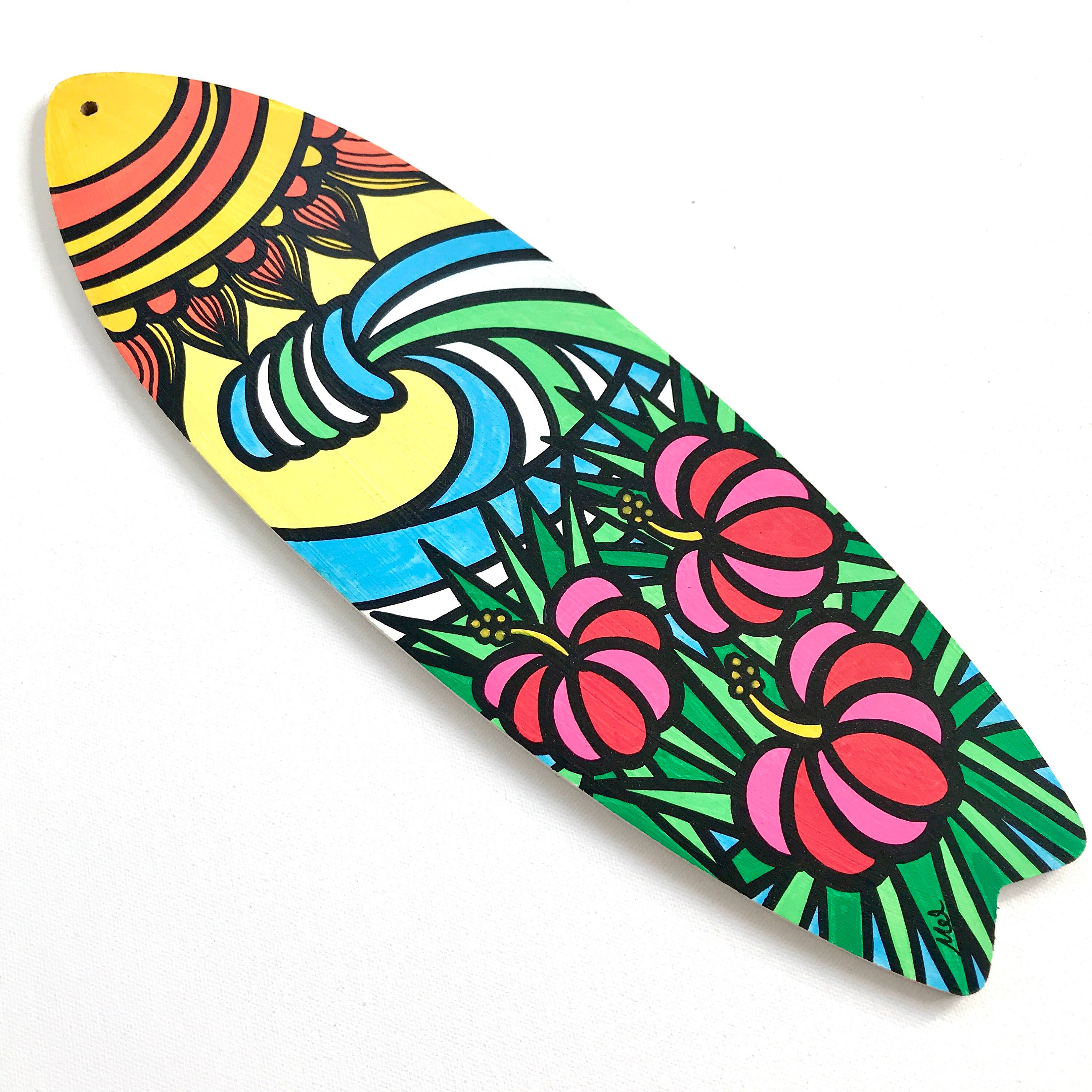 Hand Painted Hibiscus Surfboard Wall Decor, Beach Art - Etsy