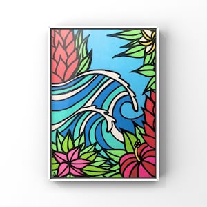 Summer Breeze- Original Art, Original Painting, Acrylic Painting, Surf Art, 9” x 12” Wrapped Canvas