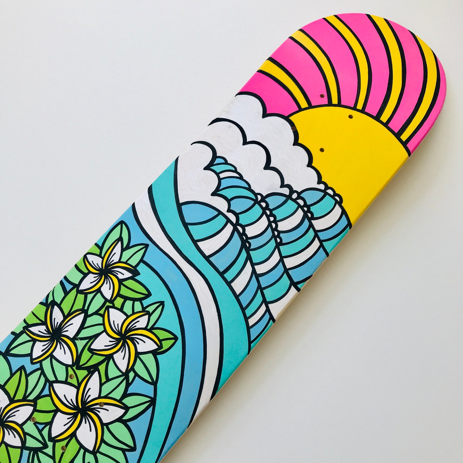 Hand Painted, Skateboard, Skate Deck, Original Art, Acrylic, Surf Art ...