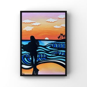 Endless Summer - Original Art, Original Painting, Acrylic Painting, Surf Art, 9” x 12” Wrapped Canvas