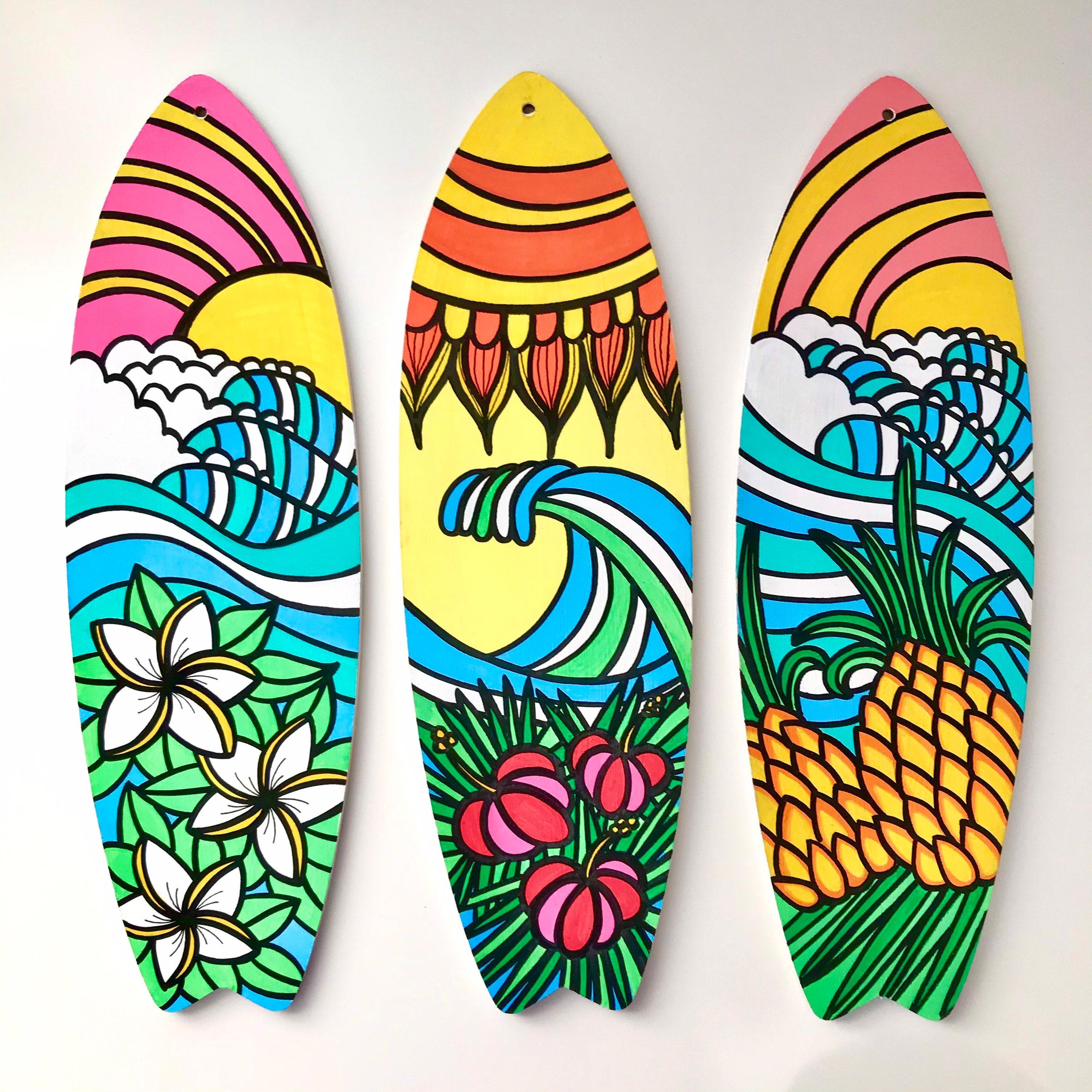 Plumerias Surfboard Wall Decor Made to Order Hand Painted Etsy UK