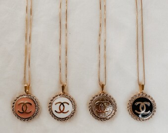 Designer Repurposed Button Pendant with 18in chain