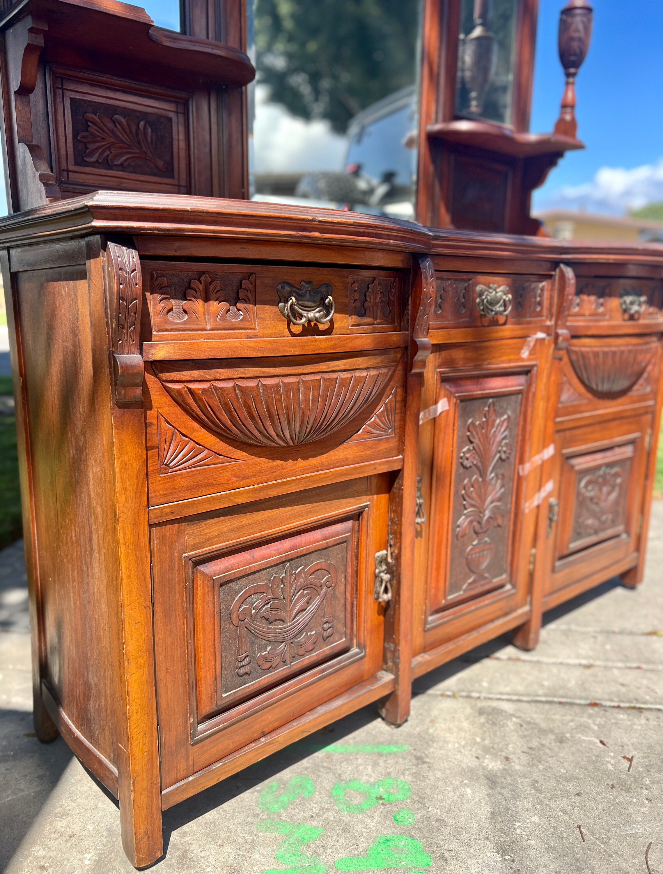 Customizable Antique Victorian Mirrored Buffet Hutch Etsy UK
