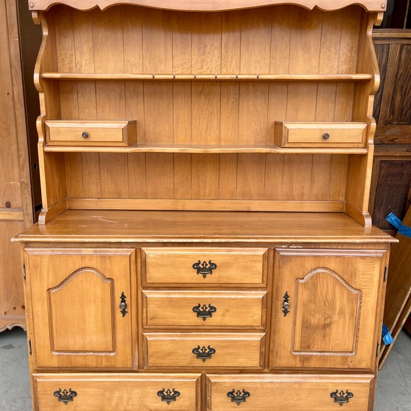 Available!! Vintage wooden hutch with custom refinish. Read full description.