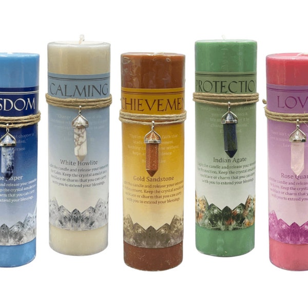 Crystal Energy Candle l Pillar Candle l Intention Candles