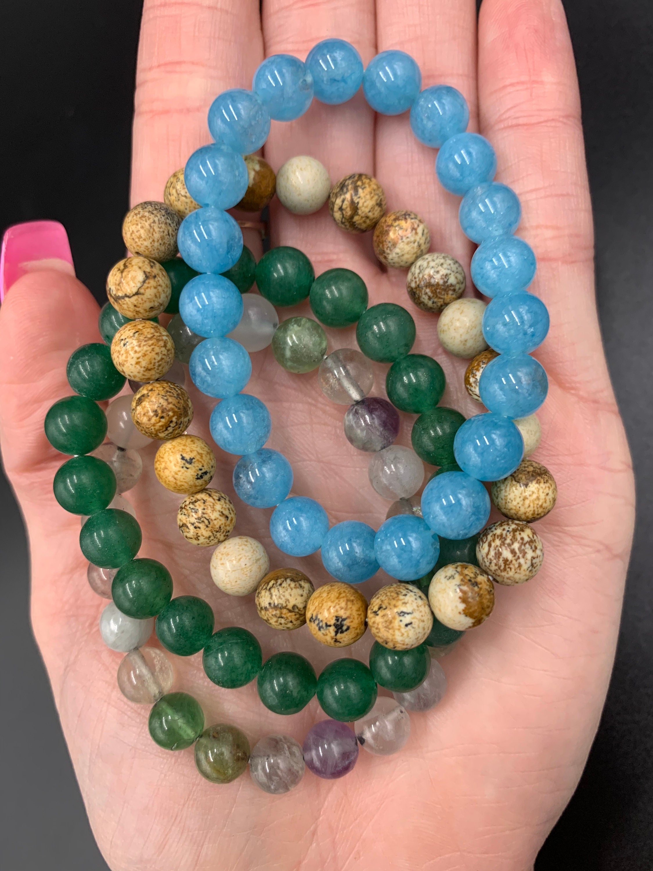 8mm Energy Bead Bracelet L Stone Bracelets L Crystal Bracelets Etsy