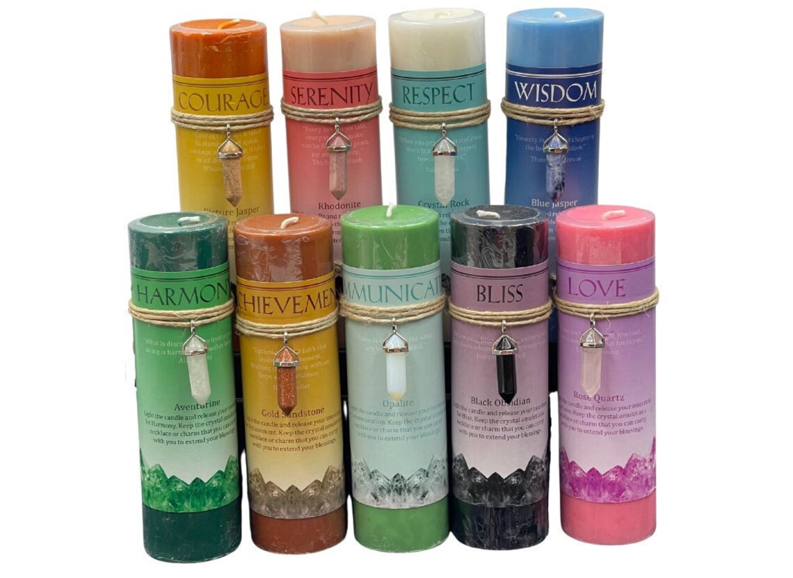 Crystal Energy Candle L Pillar Candle L Energy Candle L Truth Etsy