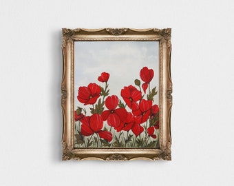 FIELD OF POPPIES Art Print, Watercolor Poppies, Red Poppy Painting, Floral Art Print, Poppy Wall Art