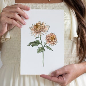 November Birth Flower Print, Watercolor Chrysanthemum Painting, Watercolor Flower Art, Chrysanthemum Birth Flower, Birth Flower Art