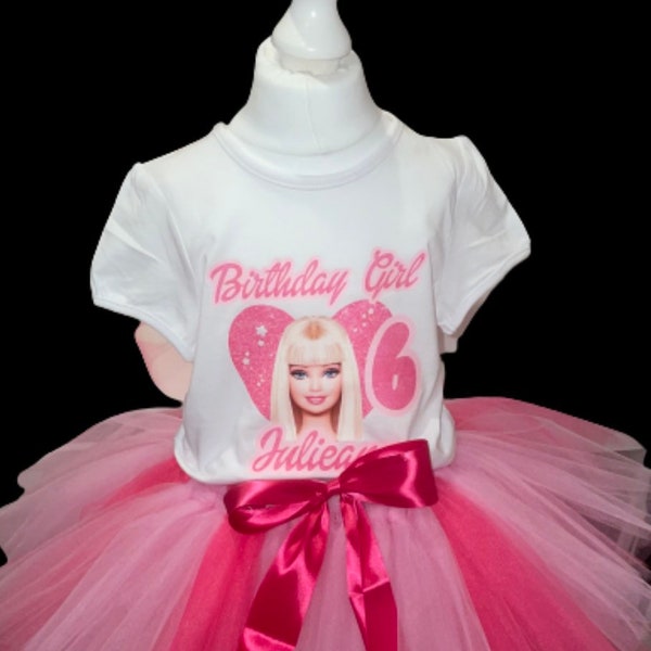 Barbie Inspired Tutu Set , Personalised Birthday Tutu Set , Barbie Personalised T-shirt