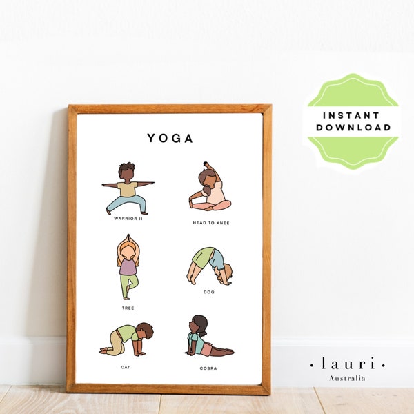 Kids Yoga Poster, Calming Corner Print, Calming Techniques Poster, Yoga for Toddlers, Muted Boho Classroom Decor DIGITAL DOWNLOAD Montessori