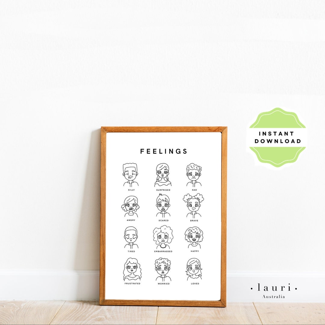 Feelings Poster, Emotions Chart, Muted Boho Classroom Decor, DIGITAL
