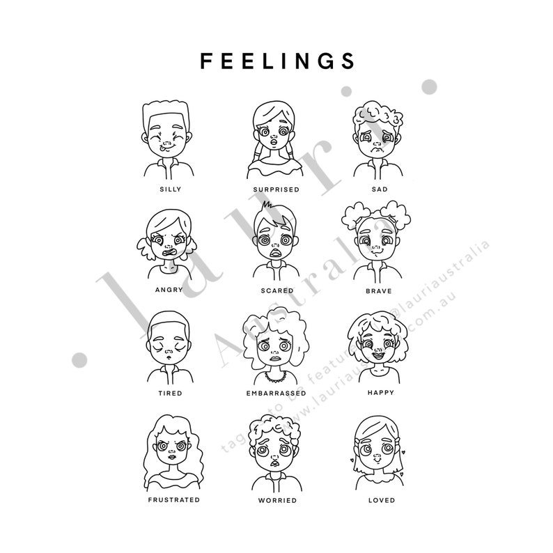 Feelings Poster, Emotions Chart, Muted Boho Classroom Decor, DIGITAL
