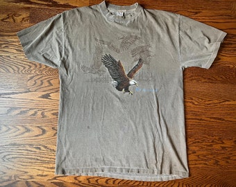 Vintage Bald Eagle Single Stitch T-Shirt - Vtg Nature Shirt Colorado USA - Size XL - 23.5 x 32