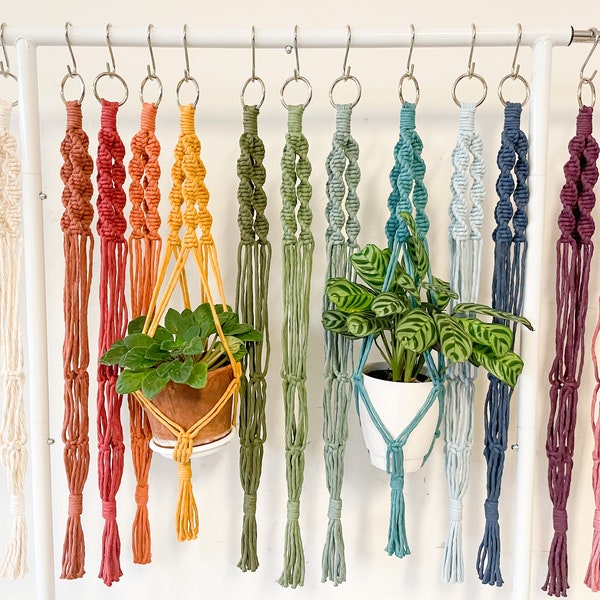 Macrame plant hanger | 16 color options | 5 style options | metal ring | handmade plant holder