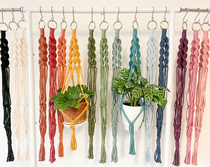 HEAVY DUTY Extra Strong Macrame Plant Hanger | 22 Color Options | 5 Style Options | Metal Ring | Handmade Plant Holder