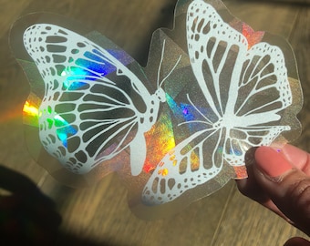 Monarch Butterflies Suncatcher Sticker | Rainbow Making Window Sticker