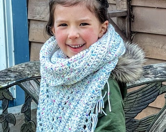 Child Size Wild Oleander Hooded Scarf (pattern by Wickedly Handmade)
