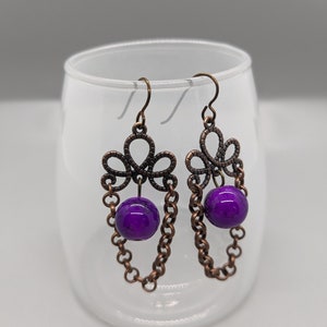 Antique Bronze Earrings, Unique Earrings, Dangle Drop Earrings, Hypoallergenic Niobium Earrings, Gifts for Her