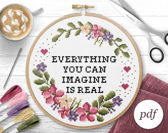 Everything You Can Imagine Cross Stitch Pattern, Instant Download PDF, Counted Cross Stitch, Embroidery Pattern, PDF Pattern