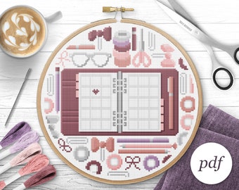 Planner Cross Stitch Pattern, Planner Pattern, Stationery Cross Stitch, Instant Download PDF, Counted Cross Stitch, Embroidery Pattern