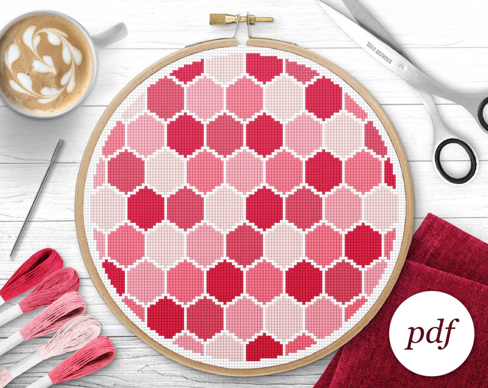 Pink Cross Stitch Pattern Instant Download PDF Etsy