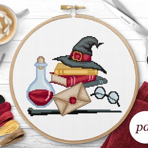 Wizarding Bundle Cross Stitch Pattern, Instant Download PDF, Counted Cross Stitch, Embroidery Pattern, PDF Pattern image 2