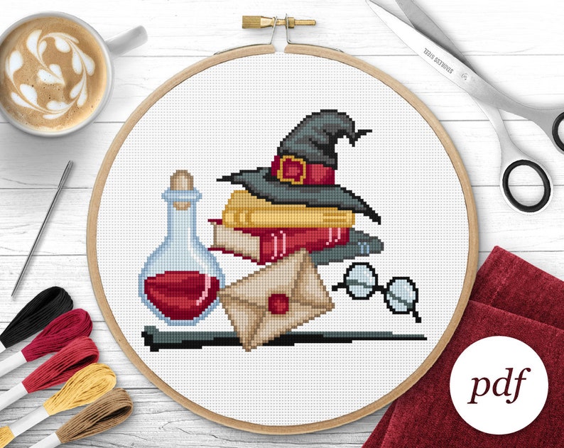 Wizarding Bundle Cross Stitch Pattern, Instant Download PDF, Counted Cross Stitch, Embroidery Pattern, PDF Pattern image 2