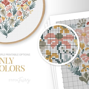 Floral Heart Cross Stitch Pattern, Instant Download PDF, Counted Cross Stitch, Embroidery Pattern, PDF Pattern image 5