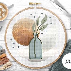 Patrón Punto de Cruz Florero Boho, PDF Descarga Instantánea, Punto de Cruz Contado, Patrón de Bordado, Patrón PDF, Patrón Punto de Cruz Digital