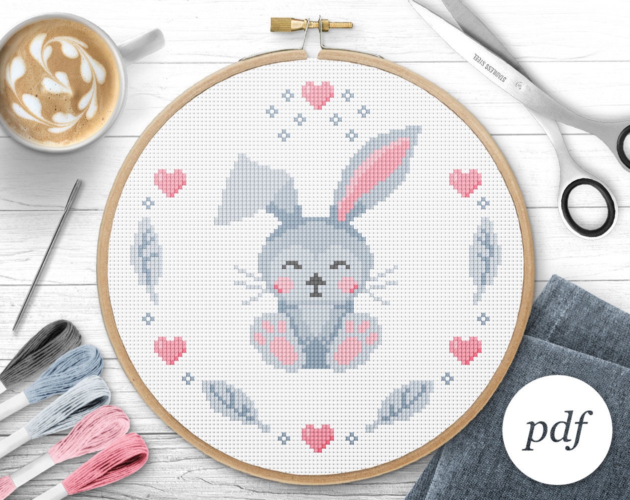 Little Bunny Cross Stitch Pattern Instant Download PDF Etsy