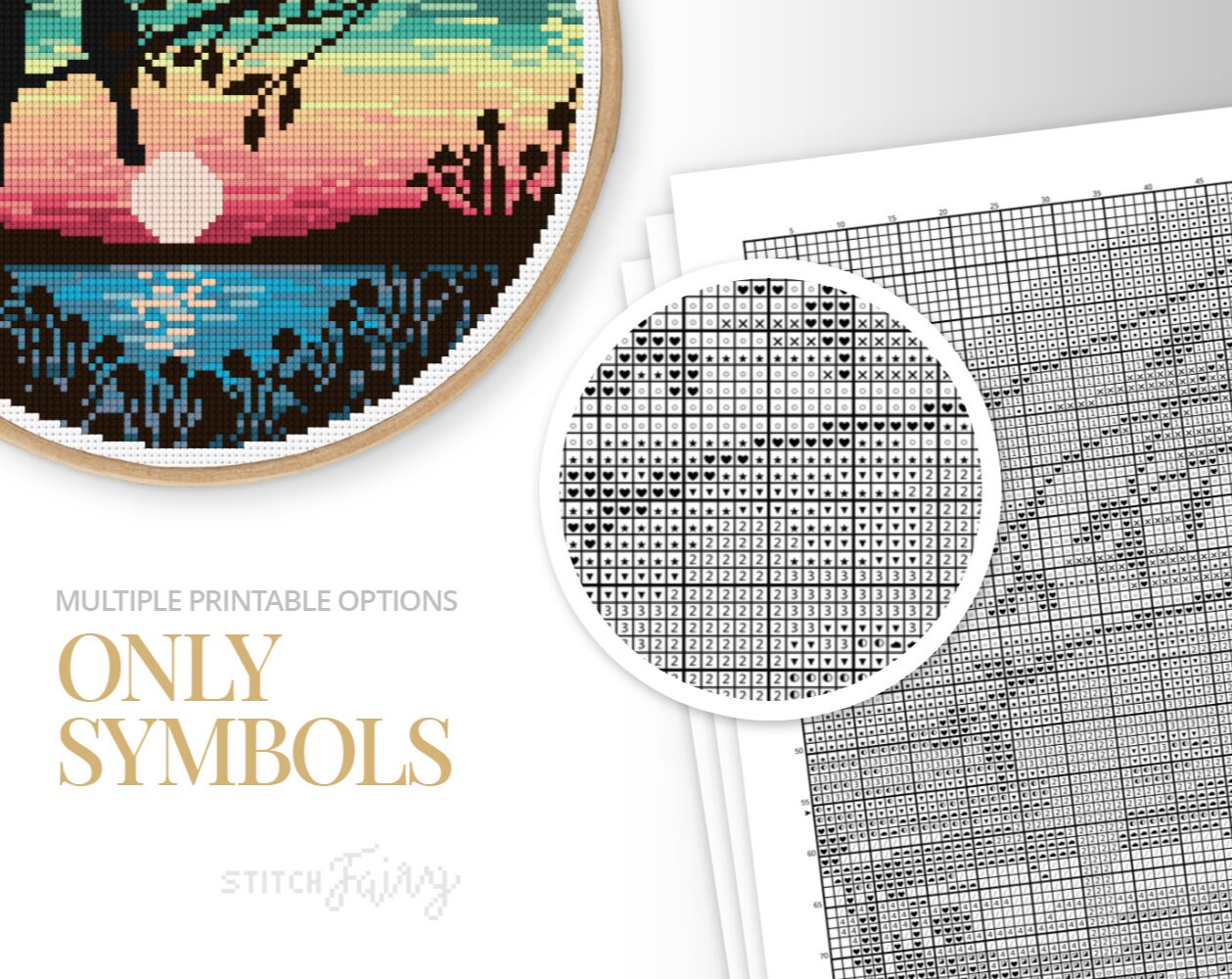 Sunset With Birds Cross Stitch Pattern Instant Download PDF - Etsy