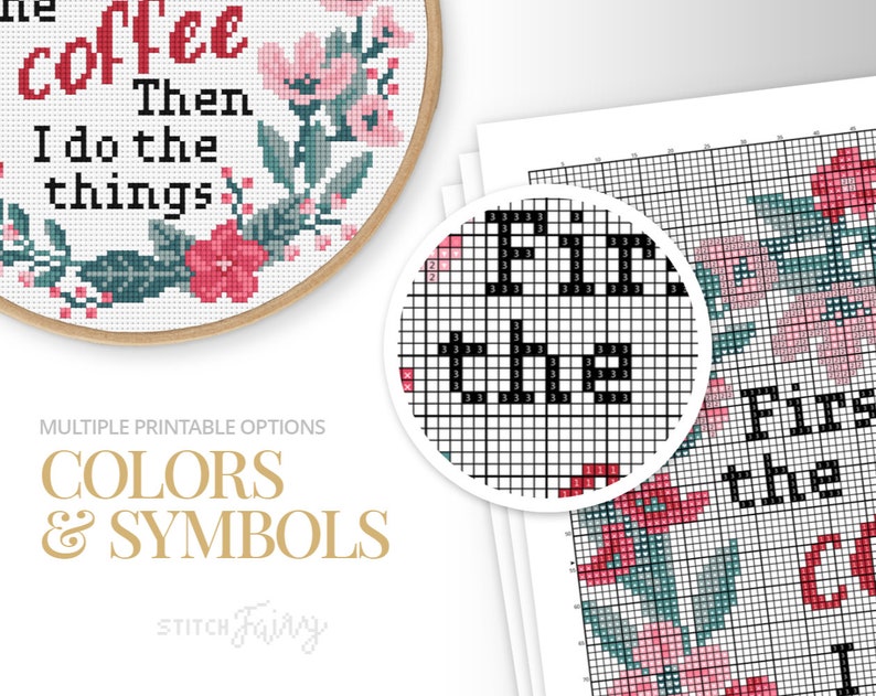 First I Drink the Coffee Cross Stitch Pattern, Instant Download PDF ...