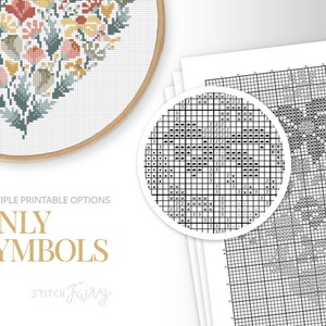 Floral Heart Cross Stitch Pattern, Instant Download PDF, Counted Cross Stitch, Embroidery Pattern, PDF Pattern image 6